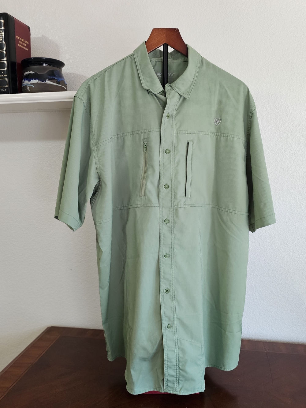 Ariat AriatTek VentTEK  Men's Vented Fishing Shirt, Large Tall LT Green